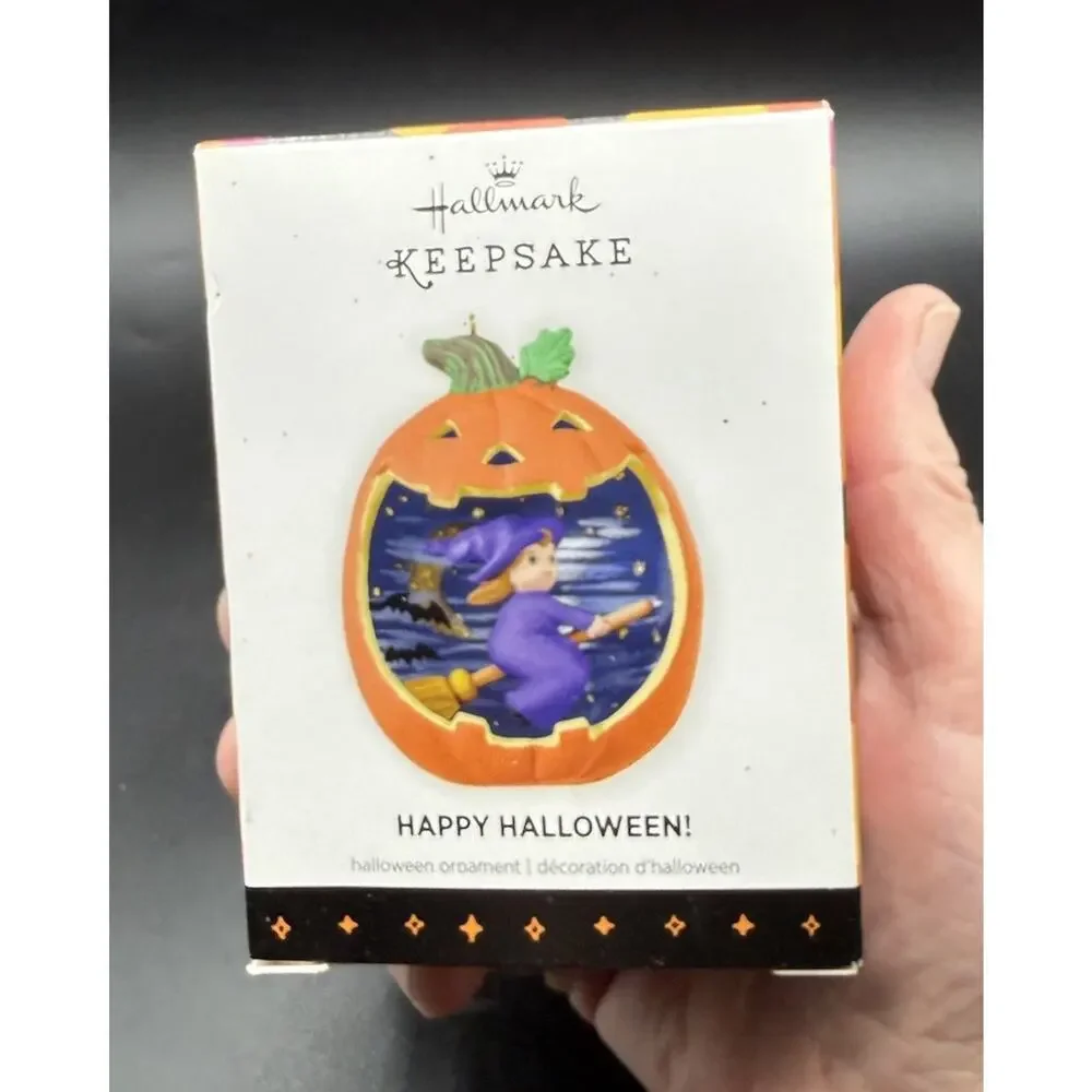 Happy Halloween Hallmark Ornament Flying Witch #1 In Series Artist Signed! -44D